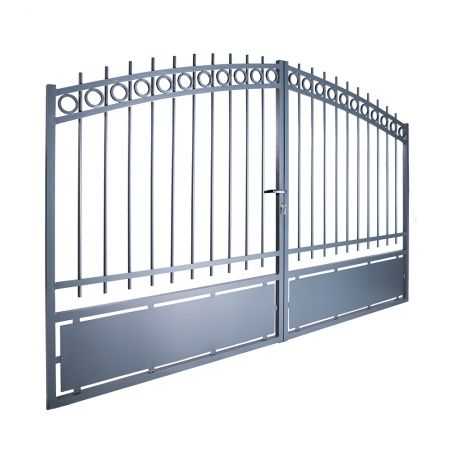 Portail double battants en aluminum ajouré gris anthracite Portail double battants en aluminum ajouré gris anthracite