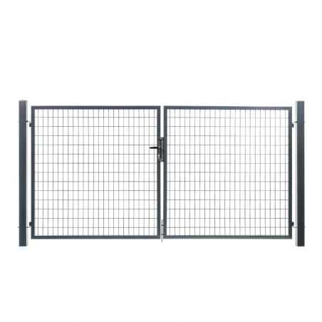 Portail grillagé maille 100x50 passage 3 mètres - gris anthracite Portail grillagé maille 100x50 passage 3 mètres - gris anthracite