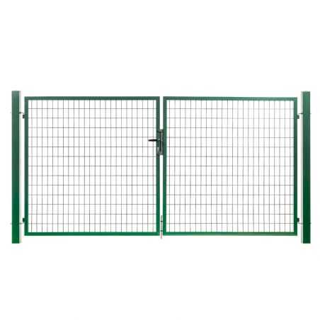 Portail grillagé maille 100x50 passage 3 mètres - vert