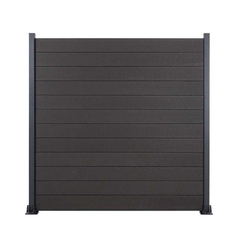 Clôture panneau composite gris anthracite posé sur platine aluminium