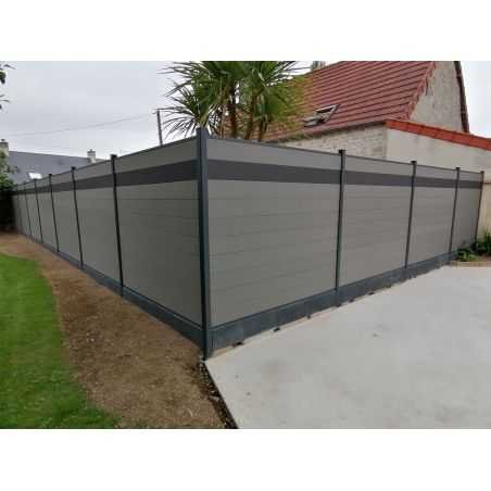 Kit cloture bois composite gris clair majoritaire Kit cloture bois composite gris clair majoritaire