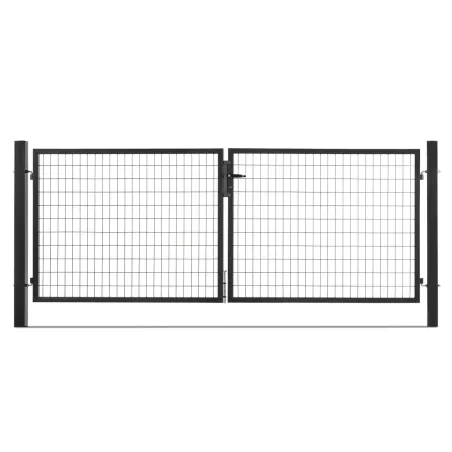 Portail grillagé maille 100x50 passage 3 m noir