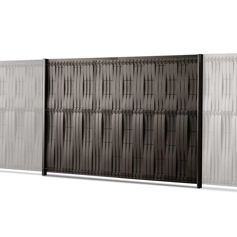 kit panneaux rigides avec poteaux à clips et occultation lattes composite gris anthracite