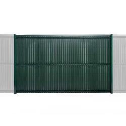kit grillage rigide gamme Eco pro vert avec poteaux à clips et occultation lattes PVC