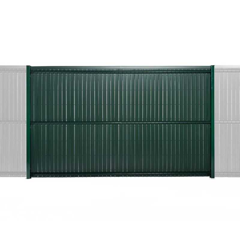 kit grillage rigide gamme Eco pro vert avec poteaux à clips et occultation lattes PVC