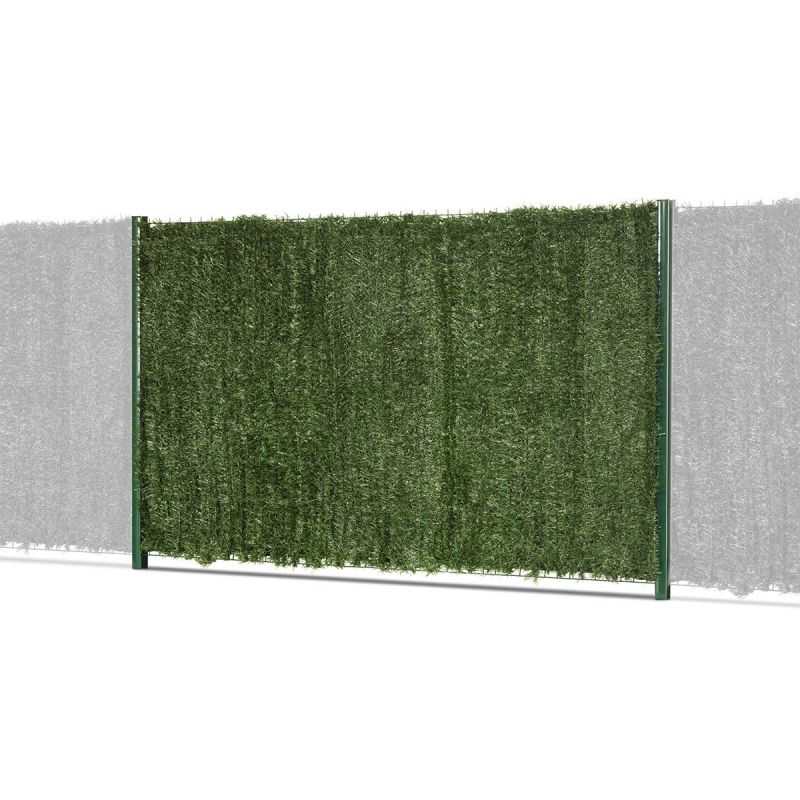 kit clôture rigide avec haie artificielle 129 brins easy pro 5 vert