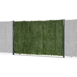 kit de clôture rigide Eco pro gris anthracite avec occultation haie artificielle 129 brins