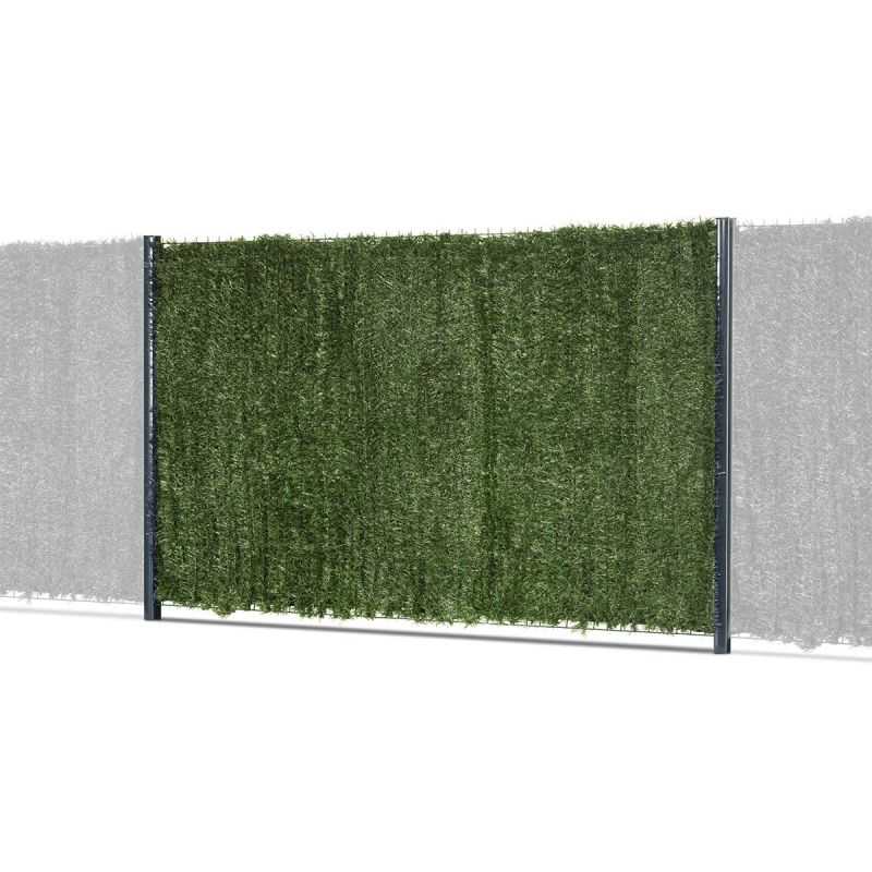 kit de clôture rigide Eco pro gris anthracite avec occultation haie artificielle 129 brins