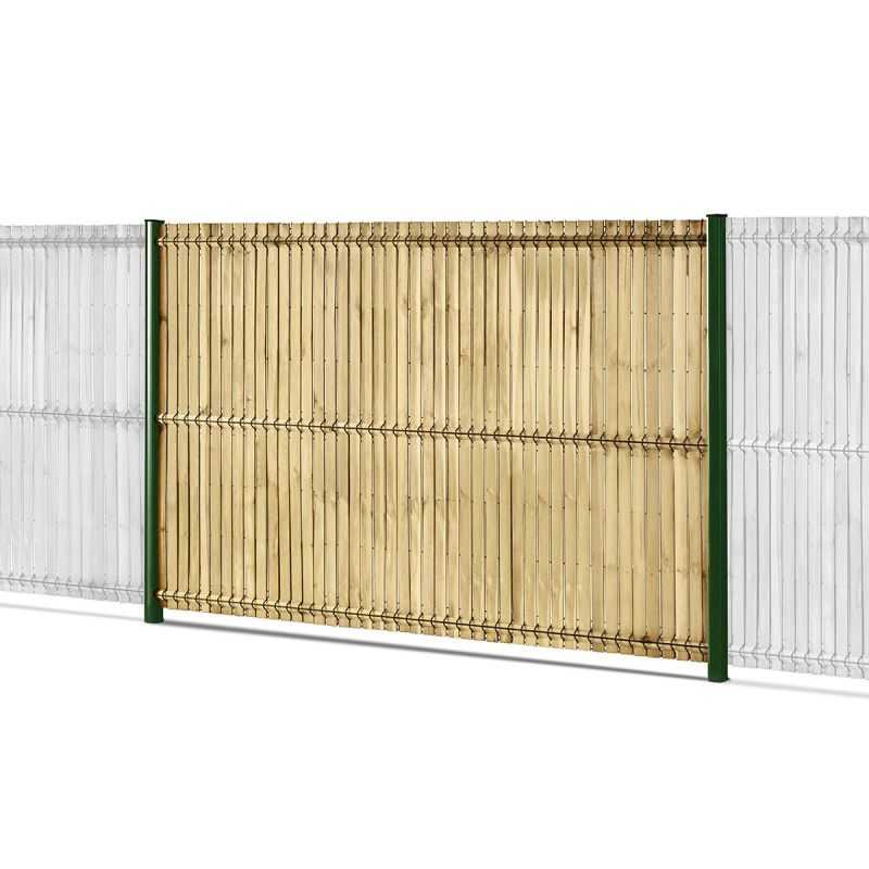 kit clôture rigide avec occultation lattes bois easy pro 5 vert