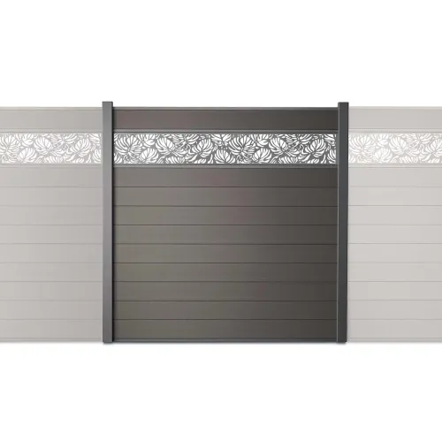 Kit clôture bois composite avec lame décorative sur platine Tropical