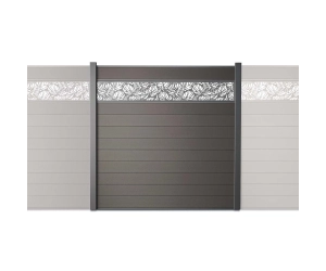 Kit clôture bois composite avec lame décorative sur platine Tropical