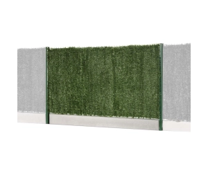 kit clôture rigide vert avec soubassement et hait artificielle 129 brins gamme eco pro