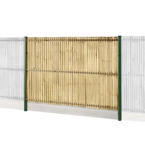 kit clôture rigide avec soubassement et occultation lattes bois easy pro 5 vert