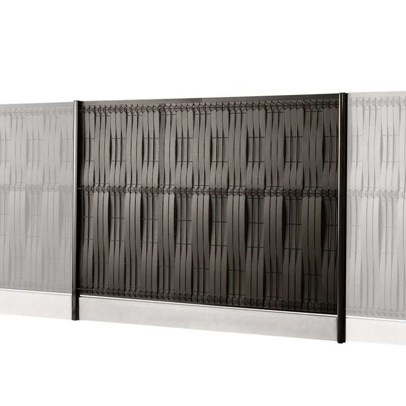 kit clôture rigide avec soubassement et occultation lattes composition gris anthracite gamme eco pro