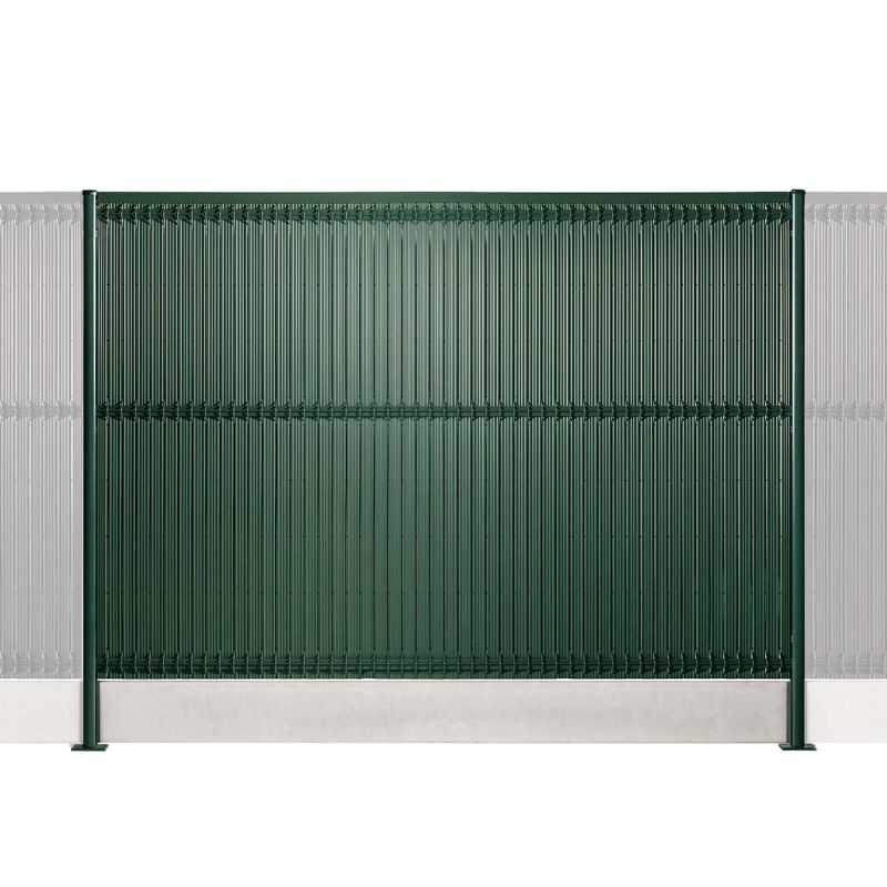 kit clôture rigide avec soubassement et occultation lattes pvc easy pro 5 vert