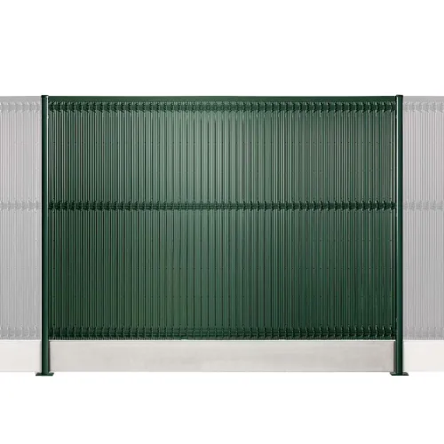 kit clôture rigide avec soubassement et occultation lattes pvc easy pro 5 vert