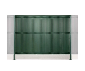 kit clôture rigide avec soubassement et occultation lattes PVC gamme eco pro vert