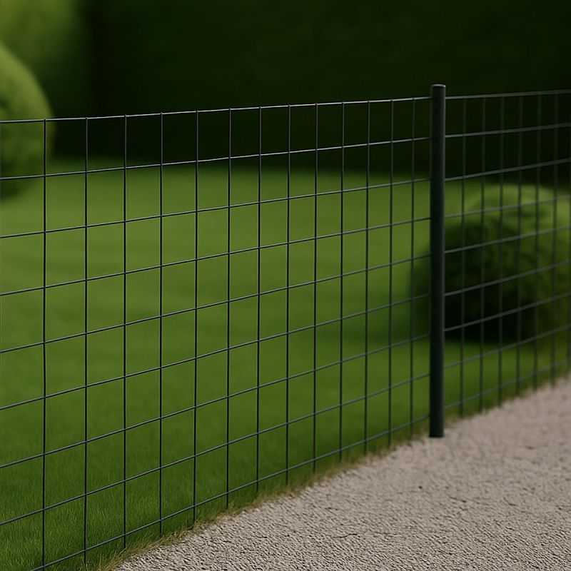 rouleau de grillage gris avec poteau