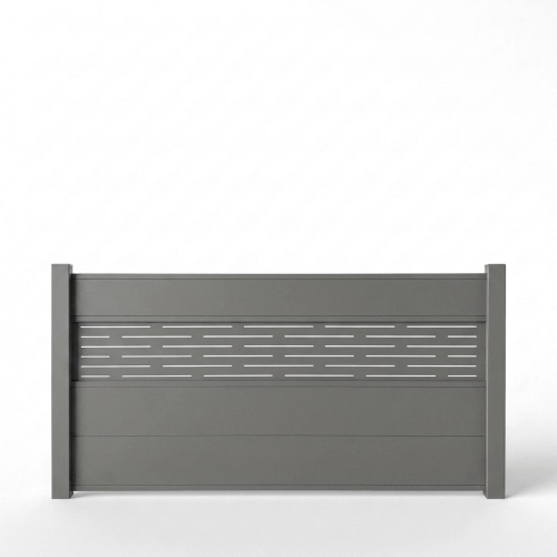 Kit clôture lame aluminium avec lame décorative Azural sur platine gris quartz