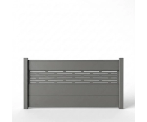 Kit clôture lame aluminium avec lame décorative Azural sur platine gris quartz