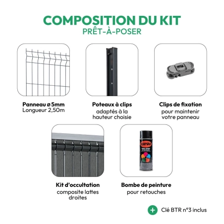 Kit panneau rigide Ø 5 mm occultation composite | Easy Clôture