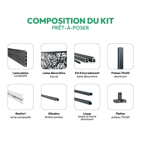Kit clôture bois composite Tropical sur platine | Easy Clôture