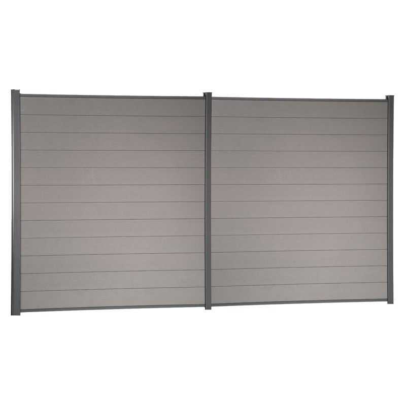 Travées de clôture en bois composite avec finition lisse aluminium