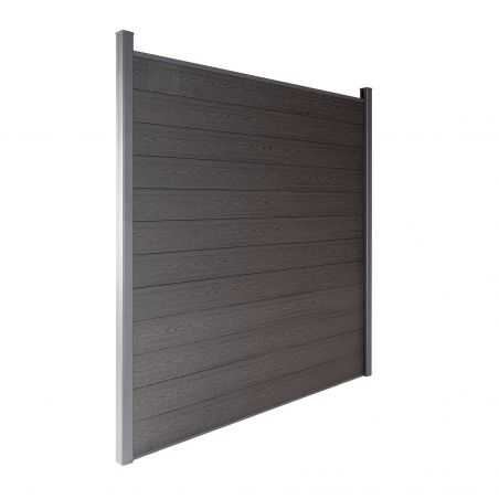 Travée de clôture en bois composite couleur gris anthracite aspect bois Travée de clôture en bois composite couleur gris anthracite aspect bois