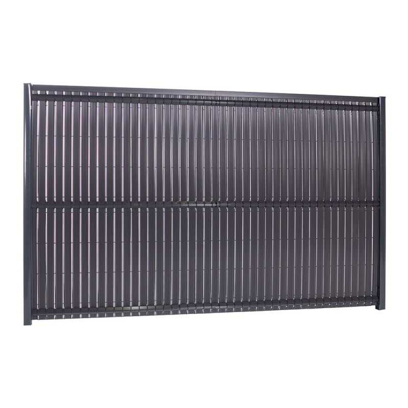 Travée de panneau rigide avec occultation en lattes PVC Easy Grip gris anthracite