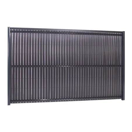 Travée de panneau rigide avec occultation en lattes PVC gris anthracite